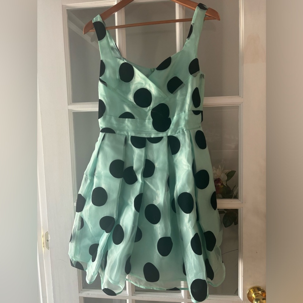 Size 42 Tenax mint polka dot dress